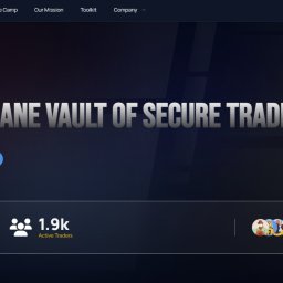 ODYSSE.IO PROSTA SPÓŁKA AKCYJNA - Strona internetowa platformy tradingowej Trade Dungeon z ciemnym tłem, napisem 'The Arcane Vault of Secure Trades' i statystykami użytkowników.