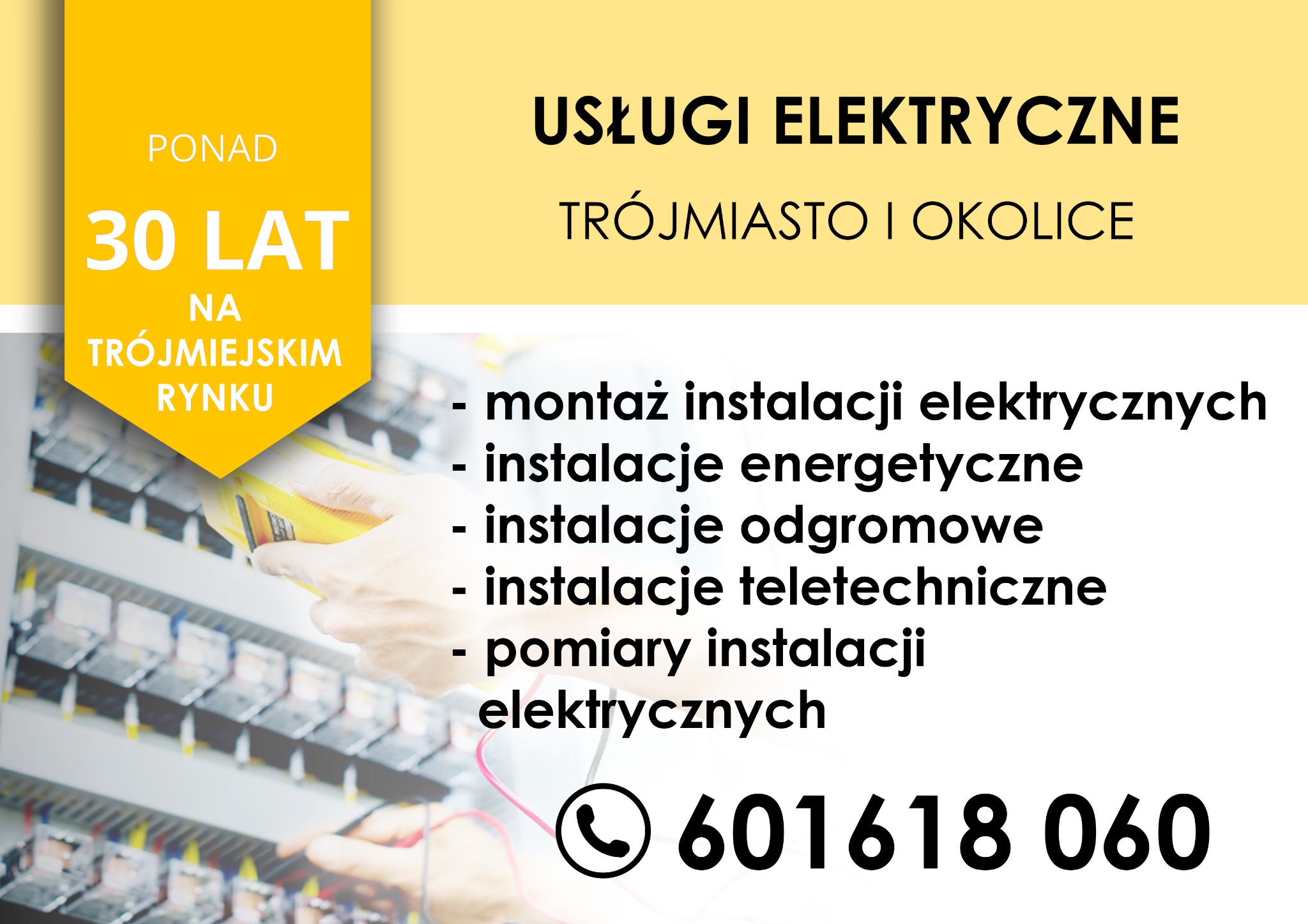 Jesteśmy firmą z ponad 30 letnim doświadczeniem. Oferujemy wszelkie usługi elektryczne w Trójmieście oraz okolicach.