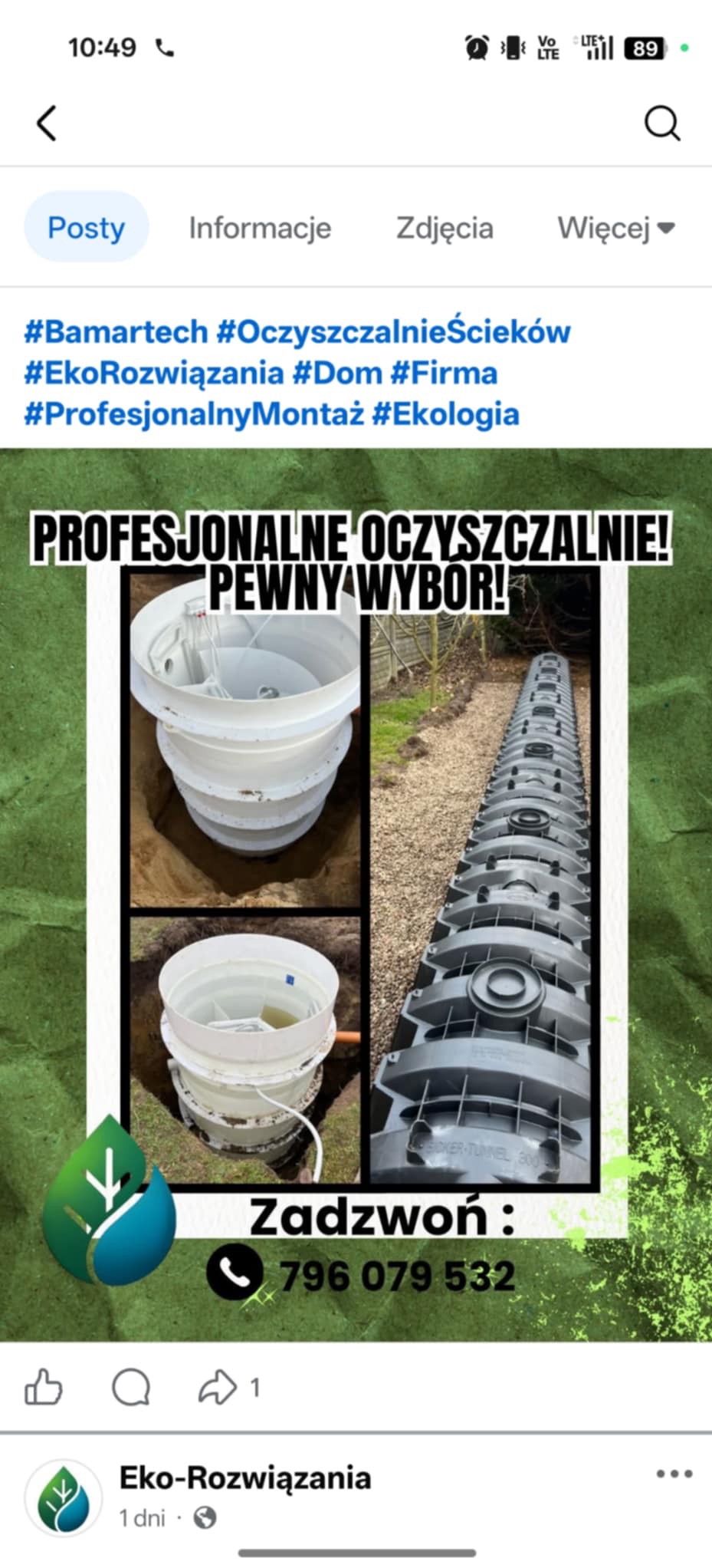 Profesjonalne oczyszczalnie ścieków: biały zbiornik w wykopie i długa, szara instalacja tunelowa na żwirowym podłożu. Ujęcie z góry, zieleń w tle.