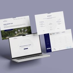 SPIRRA VISION sp. z o.o - Mockup laptopa prezentuje responsywny design strony internetowej Besim Group z widokiem na Vesna Resort Tleń, ukazując nowoczesny interfejs i dbałość o detale.