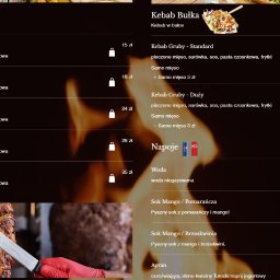 Profesjonalna strona menu dla restauracji z animowanym tłem