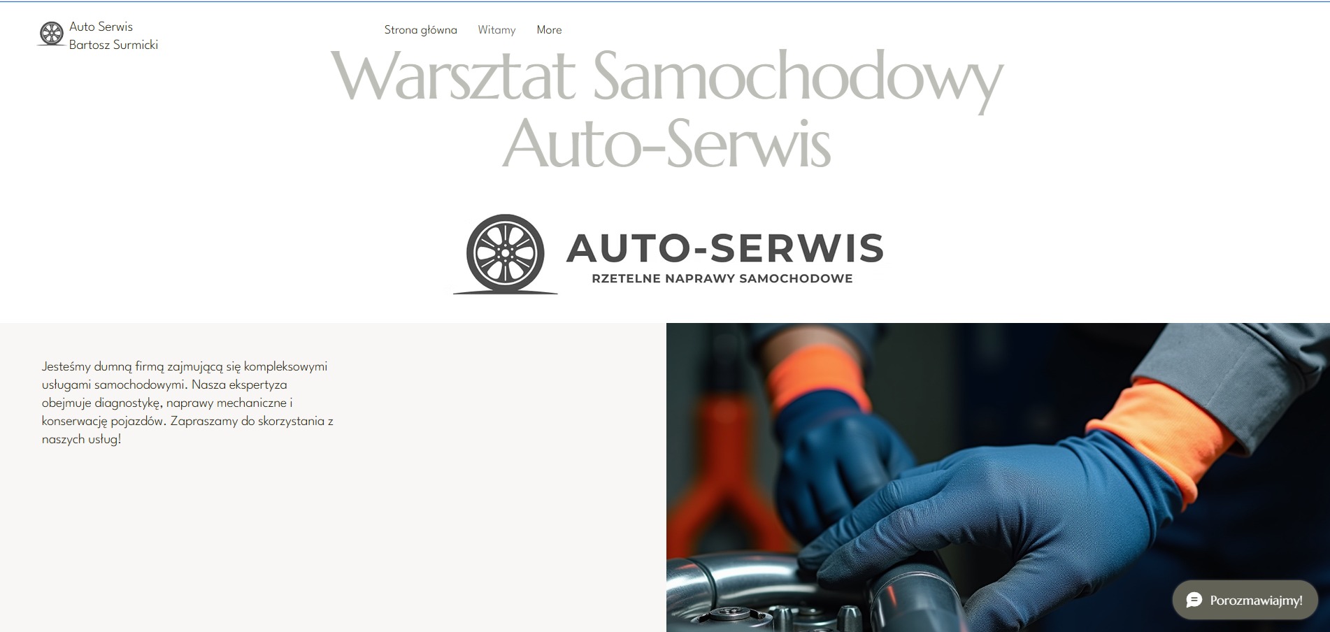 Stworzona przez mnie strona Warsztatu samochodowego.