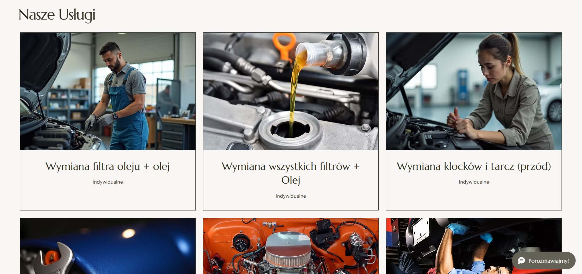 Stworzona przez mnie strona z usługami i zdjęciami pokazowymi