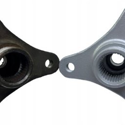 AUTOCARDAN SPÓŁKA Z OGRANICZONĄ ODPOWIEDZIALNOŚCIĄ - Zabierak mostu wału BMW przed i po renowacji w Ożarowie Mazowieckim. Widoczne różnice w kolorze i czystości elementu.