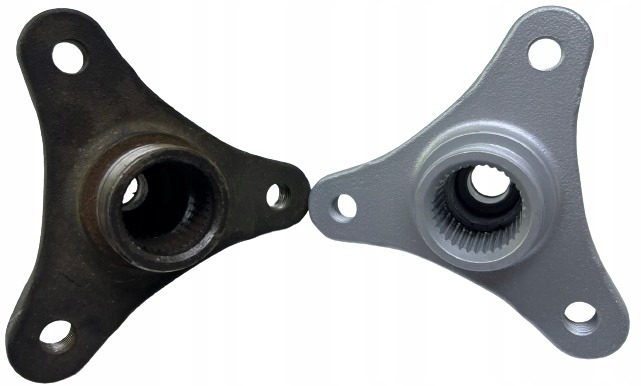 Zabierak mostu wału BMW przed i po renowacji w Ożarowie Mazowieckim. Widoczne różnice w kolorze i czystości elementu.