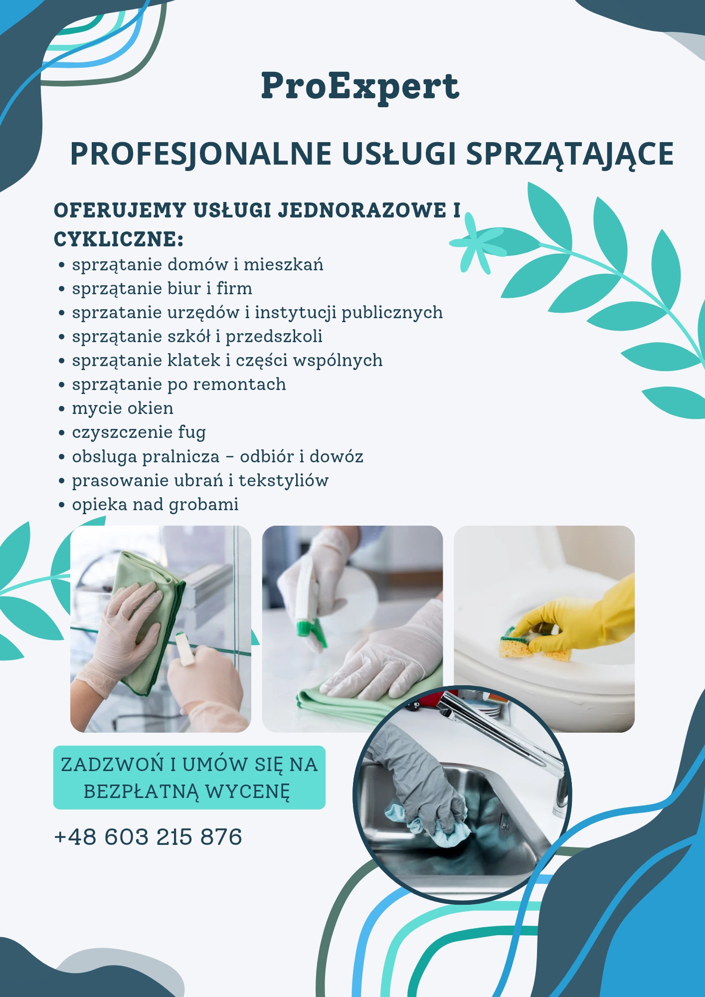 Profesjonalne usługi sprzątające: mycie okien, sprzątanie domów, biur, po remontach, czyszczenie fug, obsługa pralnicza, prasowanie ubrań i opieka nad grobami.