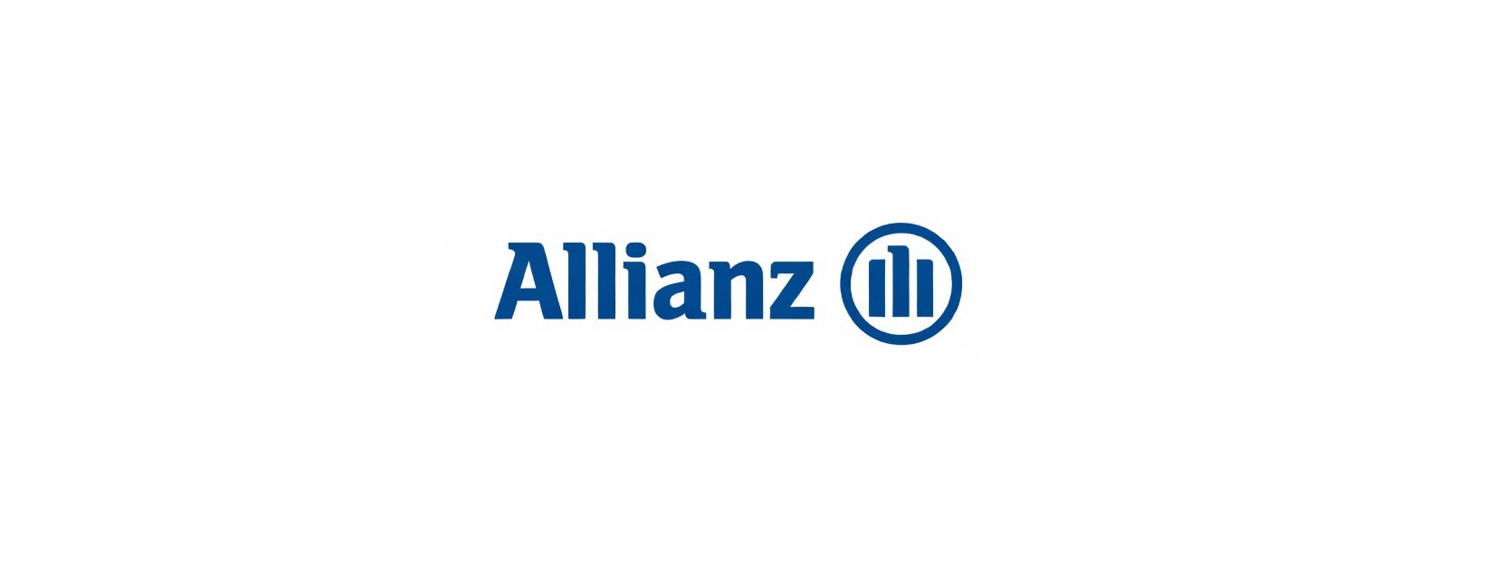 Niebieskie logo Allianz na białym tle. Charakterystyczny okrąg z trzema pionowymi paskami.