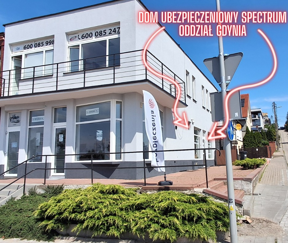 Dom Ubezpieczeniowy Spectrum oddział Gdynia, biuro Unruga 50 Gdynia, wejście od ul. Czeladniczej
