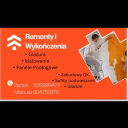 Oferujemy usługi remontowo-wykończeniowe.
Płytki, panele, sufity podwieszane, zabudowy gk, malowanie, gładzie, montaż drzwi, ogrodzenia panelowe.
