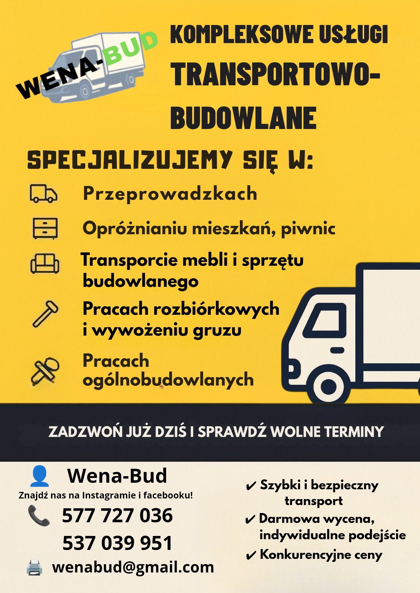 Specjalizujemy się w szybkim transporcie, pracach ogolno budowlanych