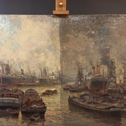 Obraz olejny w trakcie oczyszczania.