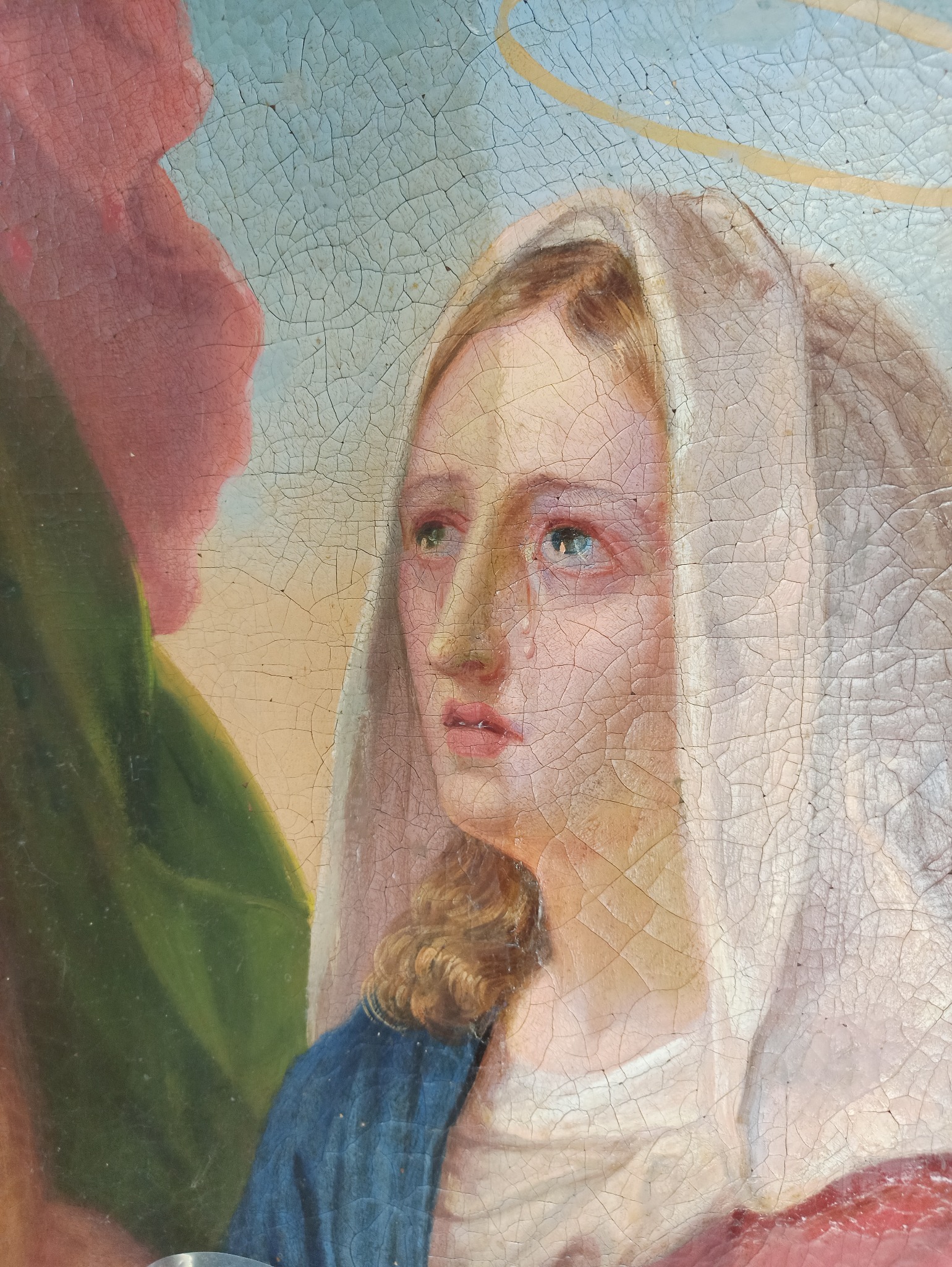 Obraz olejny na płótnie. Obiekt w trakcie oczyszczania.