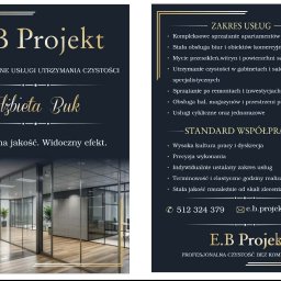 Witam mam 18-letnie doświadczenie w sprzątaniu myciu okien i witryn sklepowych ogólne sprzątanie pomieszczeń biurowych oraz mieszkań domów zapraszam serdecznie do kontaktu firmy właściciel mieszkań domów do miłej współpracy