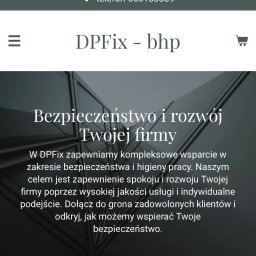 DPFix - Strona internetowa DPFix - bhp z hasłem 'Bezpieczeństwo i rozwój Twojej firmy' oraz ofertą kompleksowego wsparcia w zakresie bezpieczeństwa i higieny pracy.