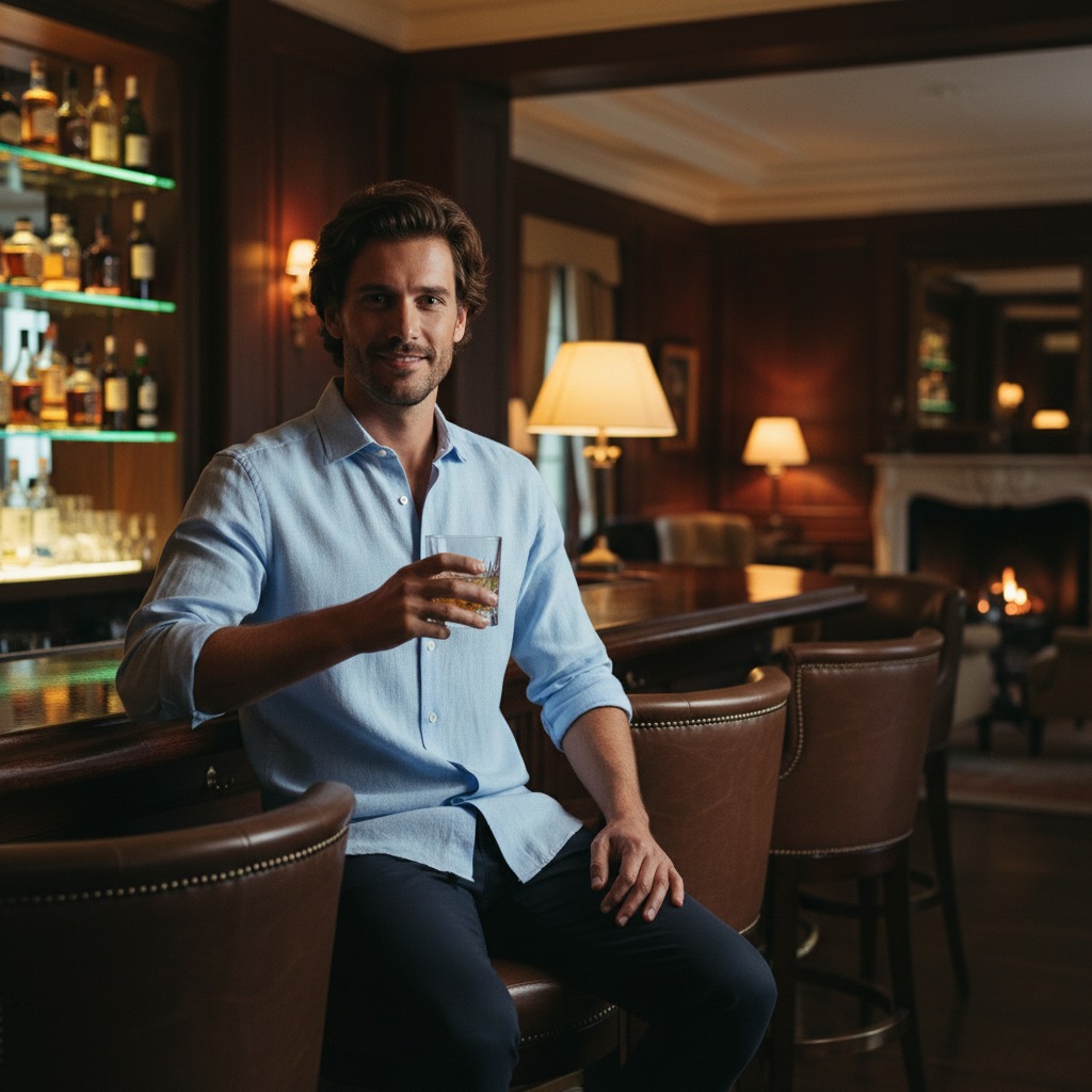 Ten sam model w luksusowym barze - IA