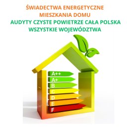 Lucyna Kwapińska - Kolorowy symbol domu z oceną energetyczną A++ do F. Grafika promująca świadectwa energetyczne dla domów i mieszkań, audyty czyste powietrze w całej Polsce.