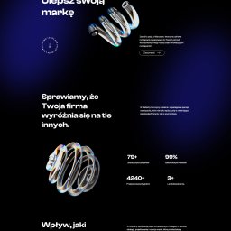 Maciej Figiel - Nowoczesna strona internetowa z animowanym elementem graficznym i hasłami o wzmacnianiu marki. Minimalistyczny design, ciemne tło, czytelna typografia i statystyki firmy.