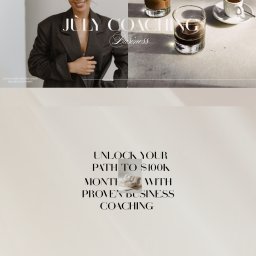 Maciej Figiel - Elegancki kolaż z sesji zdjęciowej: kobieta w marynarce, kawa, okulary i tekst o coachingu biznesowym dla ambitnych kobiet. Stonowana kolorystyka, profesjonalny wygląd.