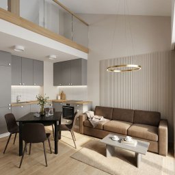 Projekty Architektury Paweł Kozioł - Wnętrze pokój dzienny z antresolą