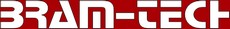 Czerwono-białe logo firmy 'BRAM-TECH' na czerwonym tle.