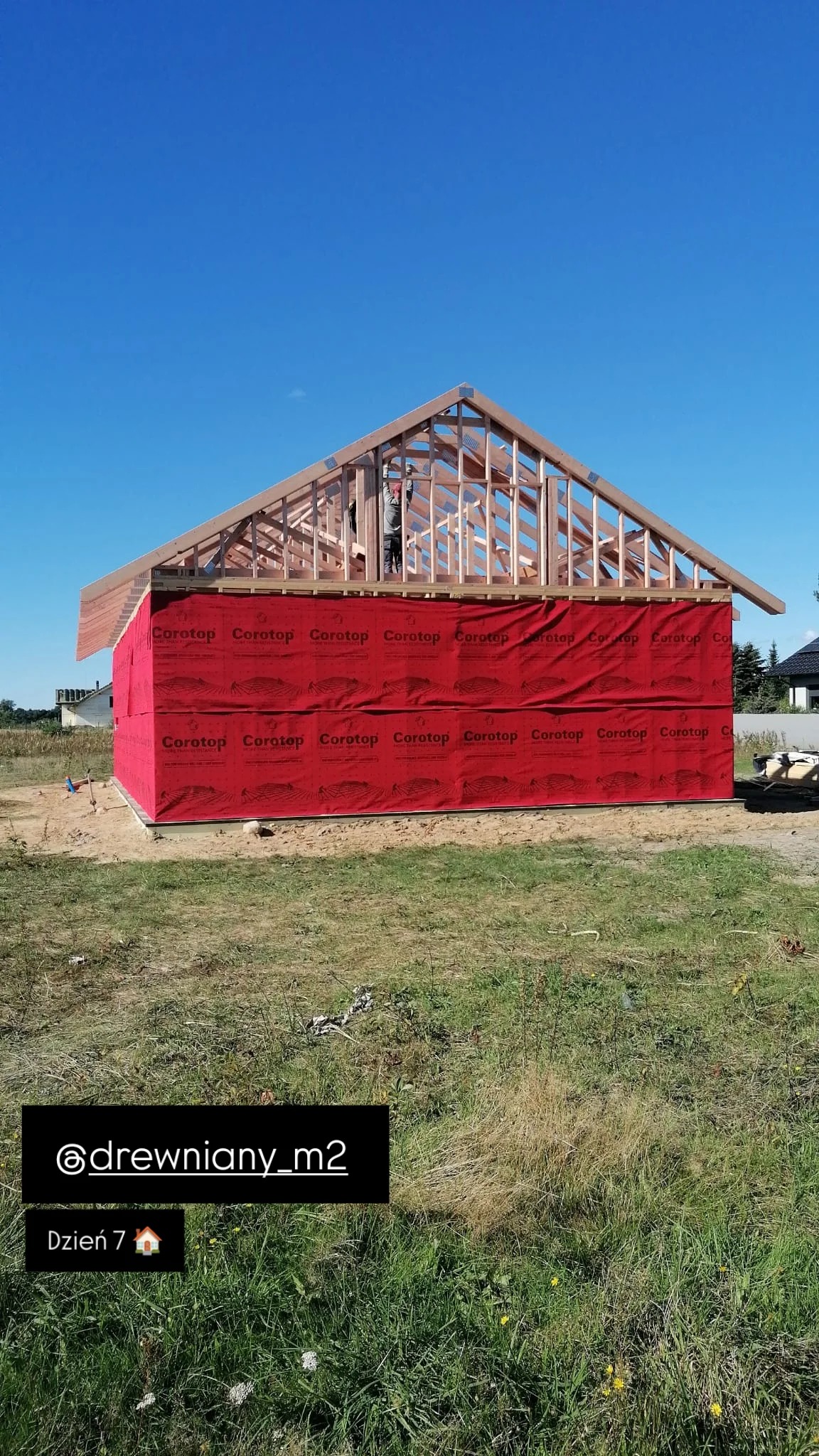 Konstrukcja szkieletowa domu o powierzchni zabudowy 130m2