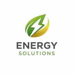Energy Solutions Damian Lisius - Logo firmy Energy Solutions: zielono-żółty liść z symbolem błyskawicy w środku, szary napis 'ENERGY', pod nim zielony napis 'SOLUTIONS'.