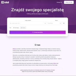 Przyszłosc jest dzisiaj Dominik Szymanski - Platforma Klidi.pl dla specjalistów zdrowia holistycznego: rezerwacja wizyt online, powiadomienia, płatności, zarządzanie terminarzem. Landing page z fioletowym tłem.