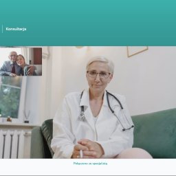 Przyszłosc jest dzisiaj Dominik Szymanski - Ekran platformy benefitowej: konsultacja online z psychologiem. Widoczna lekarka w trakcie sesji wideo z pacjentami. Interfejs z datą, godziną i imieniem użytkownika.