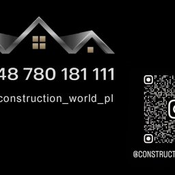 Sławomir Skoworodko - Wizytówka firmy budowlanej z logo w kształcie dachu, numerem telefonu, adresem Instagram i kodem QR na czarnym tle.