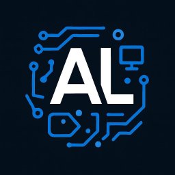 Andrzej Lipski Creations - Graficzne logo 'AI' w bieli, otoczone niebieskimi elementami przypominającymi obwody elektroniczne i ikonę monitora, na ciemnym tle. Minimalistyczny design.