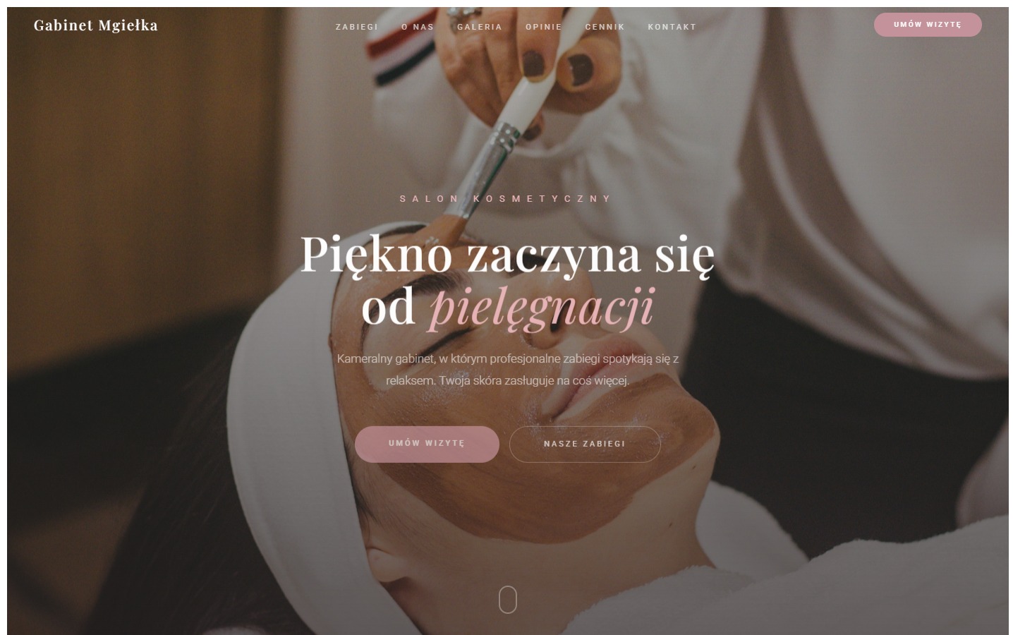 Demo strony dla gabinetu kosmetycznego. Parallax, galeria, FAQ, rezerwacja online, schema markup.