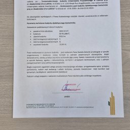 Daniel Zielonka - Poświadczenie Uniwersytetu Przyrodniczego w Lublinie o nadzorze inwestorskim nad budynkiem dydaktycznym Zootechniki, z parametrami technicznymi i podpisem.