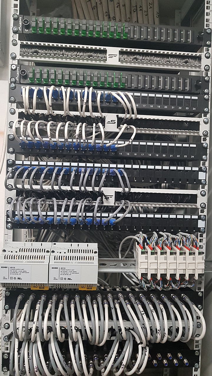 Szafa tele-techniczna mieszkań: łacza optyczne, LAN, TV/TV SAT, LAN-Domofon