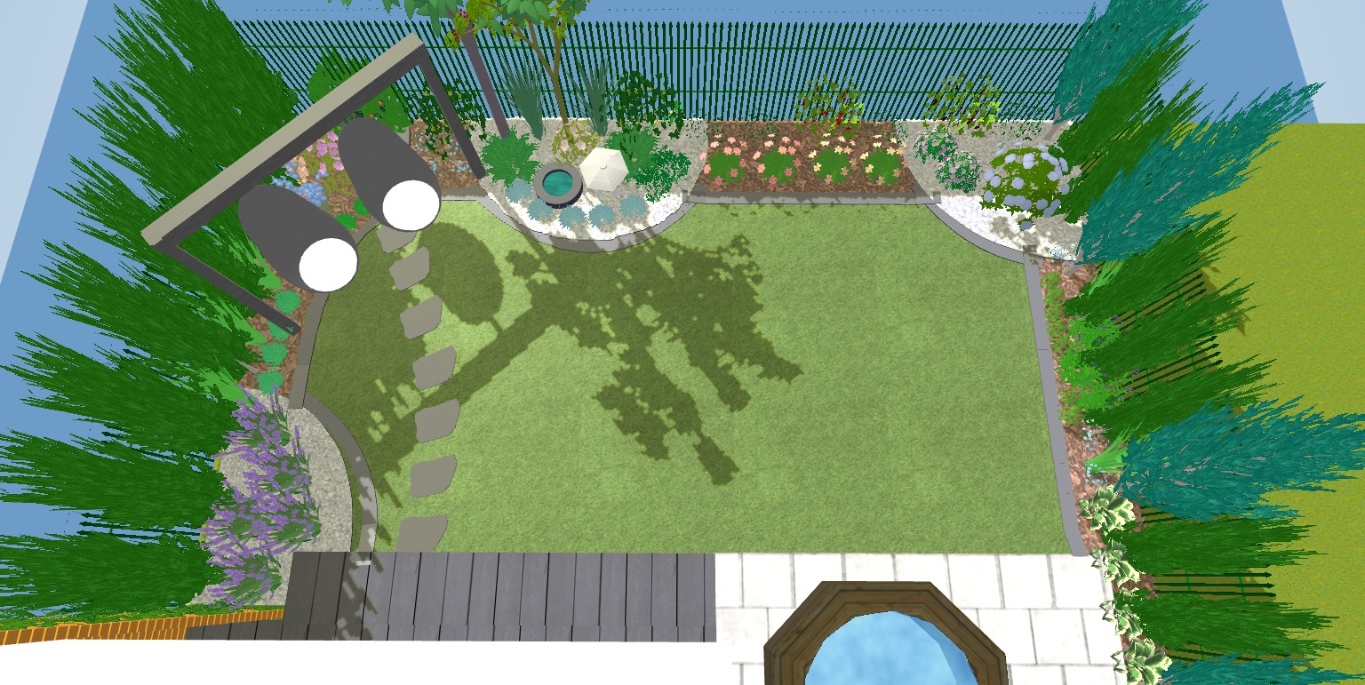 Mały ogródek w szeregowcu - wizualizacja