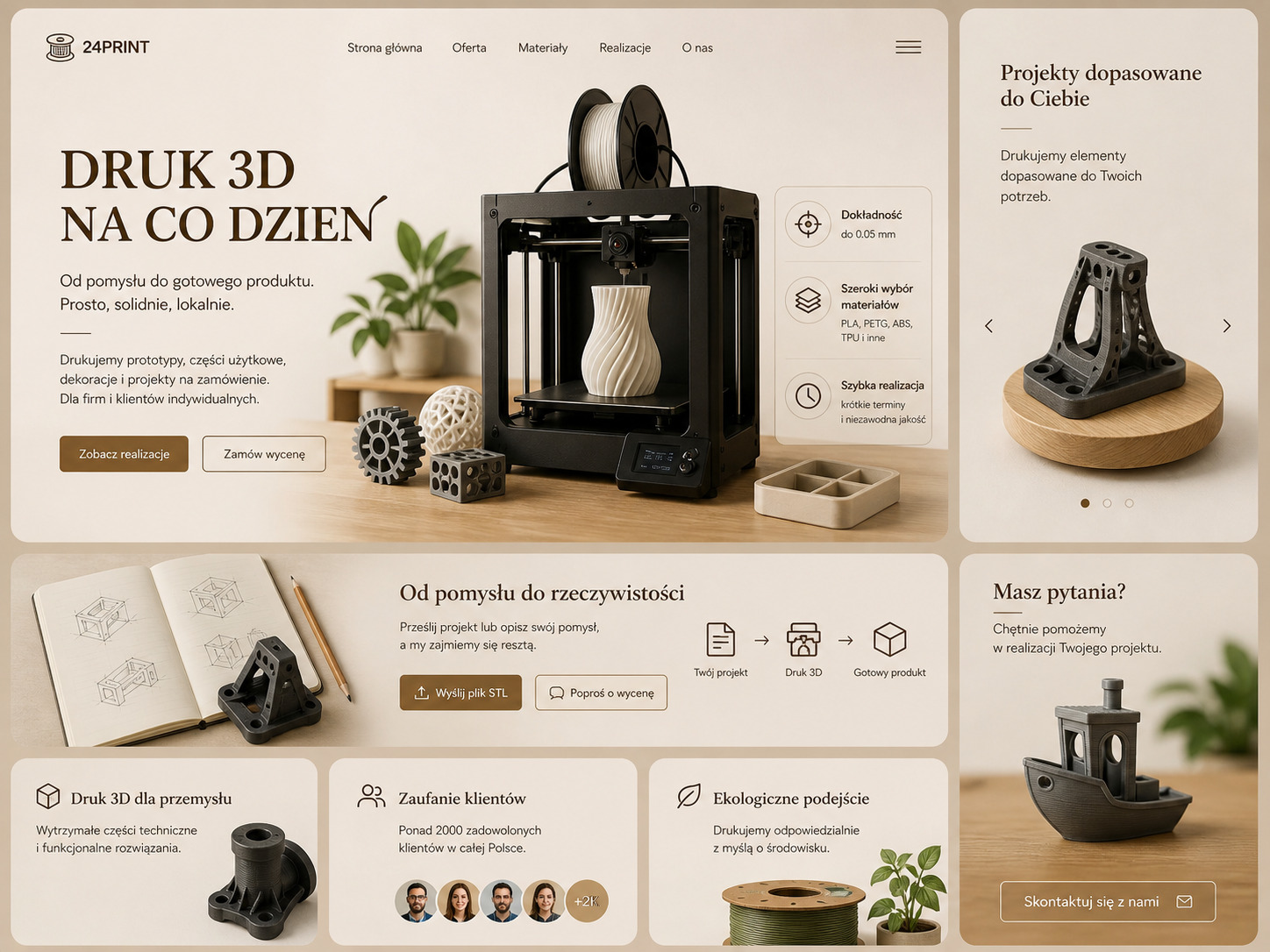 Strona z drukarkami 3D - propozycja