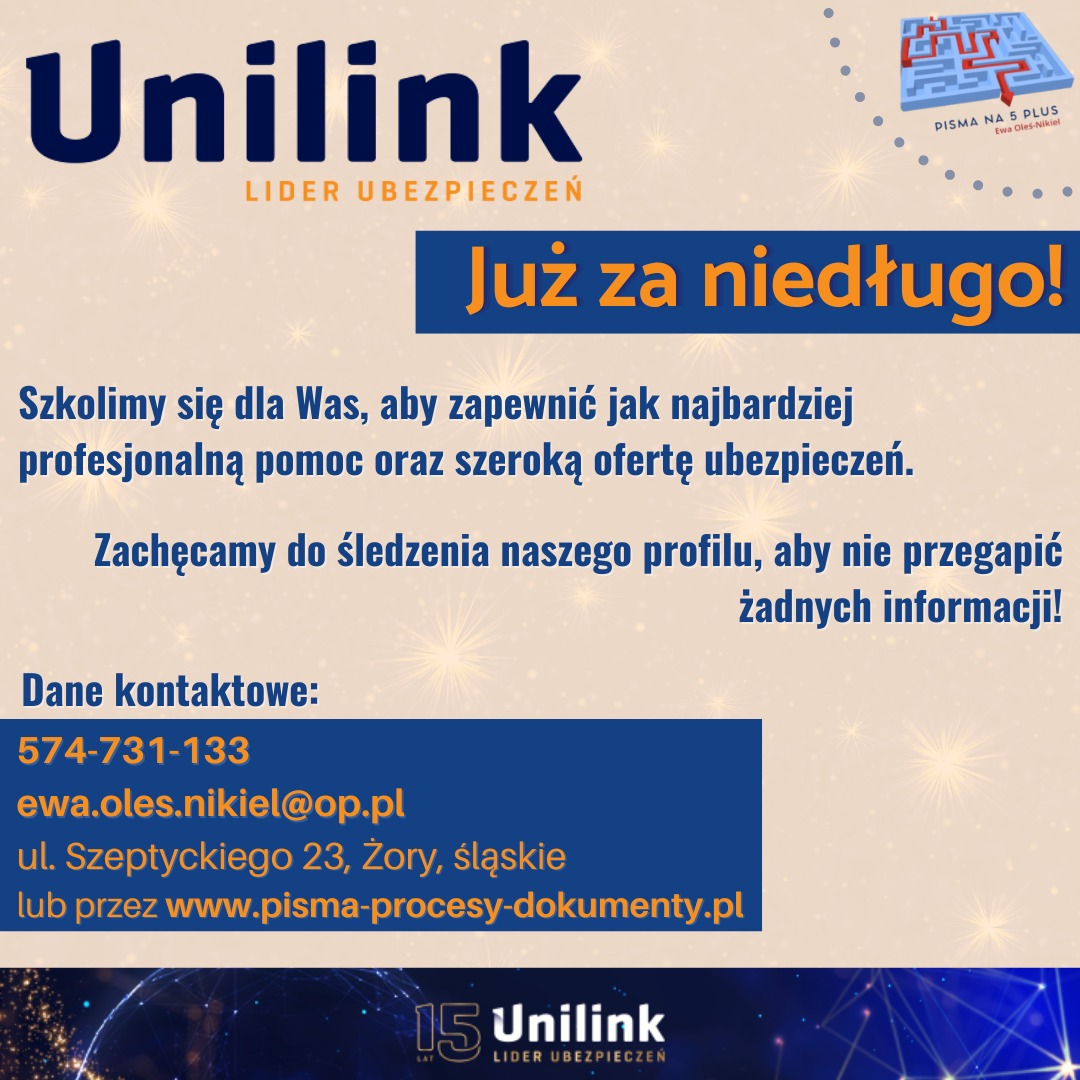 Ubezpieczenia już za niedługo w naszej ofercie!