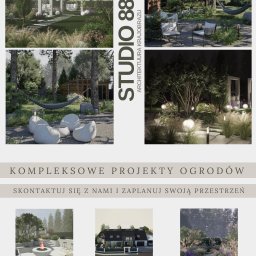 Studio88 Architektura Krajobrazu - Wizualizacja projektu ogrodu od Studio 88: nowoczesne meble ogrodowe, oświetlenie, bujna roślinność. Architektura krajobrazu łącząca estetykę i funkcjonalność.
