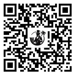 Usługi Kominiarskie Bartłomiej Biliński - Czarno-biały kod QR z logo kominiarza w centrum: sylwetka mężczyzny w cylindrze z kominiarską szczotką na tle komina, otoczona okręgiem.
