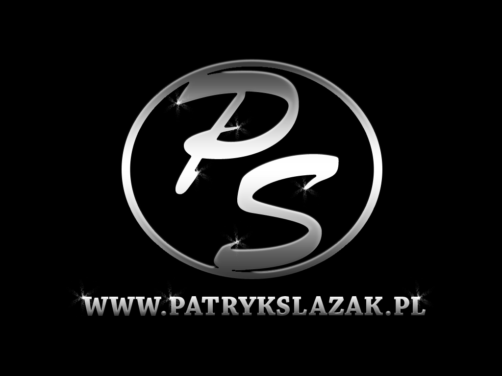 Srebrne logo firmy Multistudio Patryk Ślązak przedstawiające inicjały PS w okręgu na czarnym tle, z adresem strony internetowej poniżej.