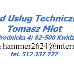 ZAKŁAD USŁUG TECHNICZNYCH TOMASZ MŁOT - Dane kontaktowe firmy: Zakład Usług Technicznych Tomasz Młot, adres, e-mail hammer2624@interia.pl i numer telefonu 512 337 727, Kwidzyn.