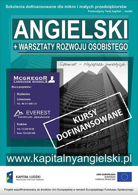 Angielski dofinansowany w 80% Myślenice, Limanowa, Kraków