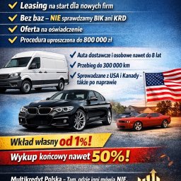 MULTIKREDYT POLSKA ANNA WIŚNIEWSKA-BURCHARD - Oferta Multikredyt Polska: leasing dla firm, auta dostawcze i osobowe, sprowadzane z USA/Kanady. Wkład własny od 1%, wykup końcowy 50%.