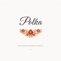 Tomasz Paczka - Elegancka strona internetowa salonu fryzjerskiego 'Polka' z motywem kwiatowym w kolorach czerwieni i złota na kremowym tle. Minimalistyczny design, czytelna typografia.