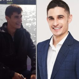 Agent nieruchomości Maciej Tomalak - Młody uśmiechnięty mężczyzna, kolaż: po lewej na łodzi, po prawej w garniturze. Prezentacja agenta nieruchomości, budowanie zaufania, profesjonalizm i autentyczność.