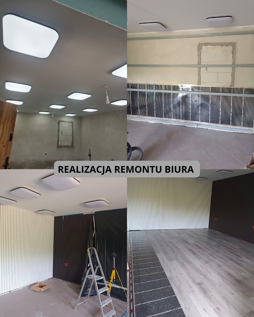 Realizacja nowoczesnego biura z użyciem lameli i płyt PCV.