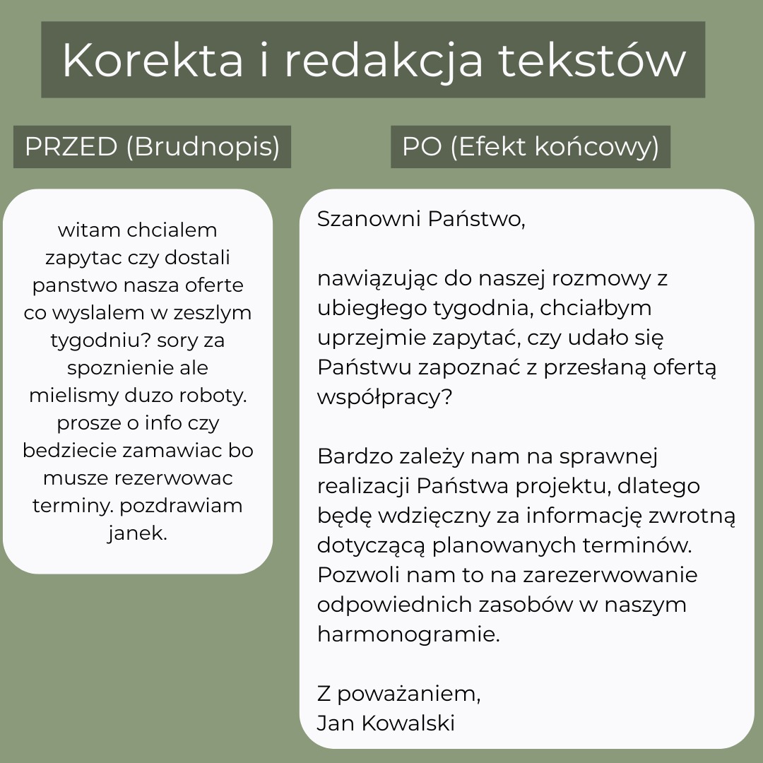 To, jak piszesz, definiuje Twój profesjonalizm. Redakcja i profesjonalna komunikacja to mój konik.