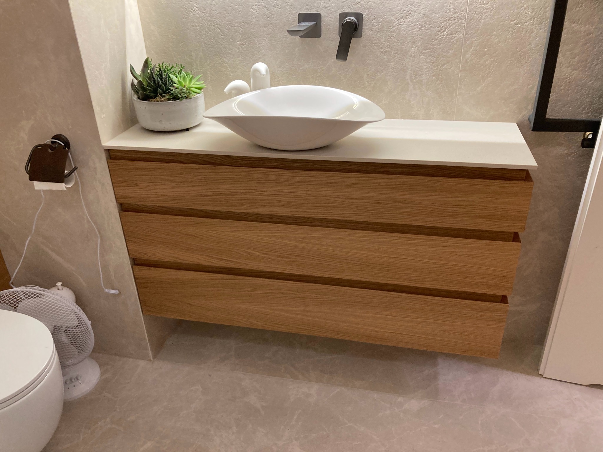 Szafka umywalkowa z 3 szufladami - fornir dąb