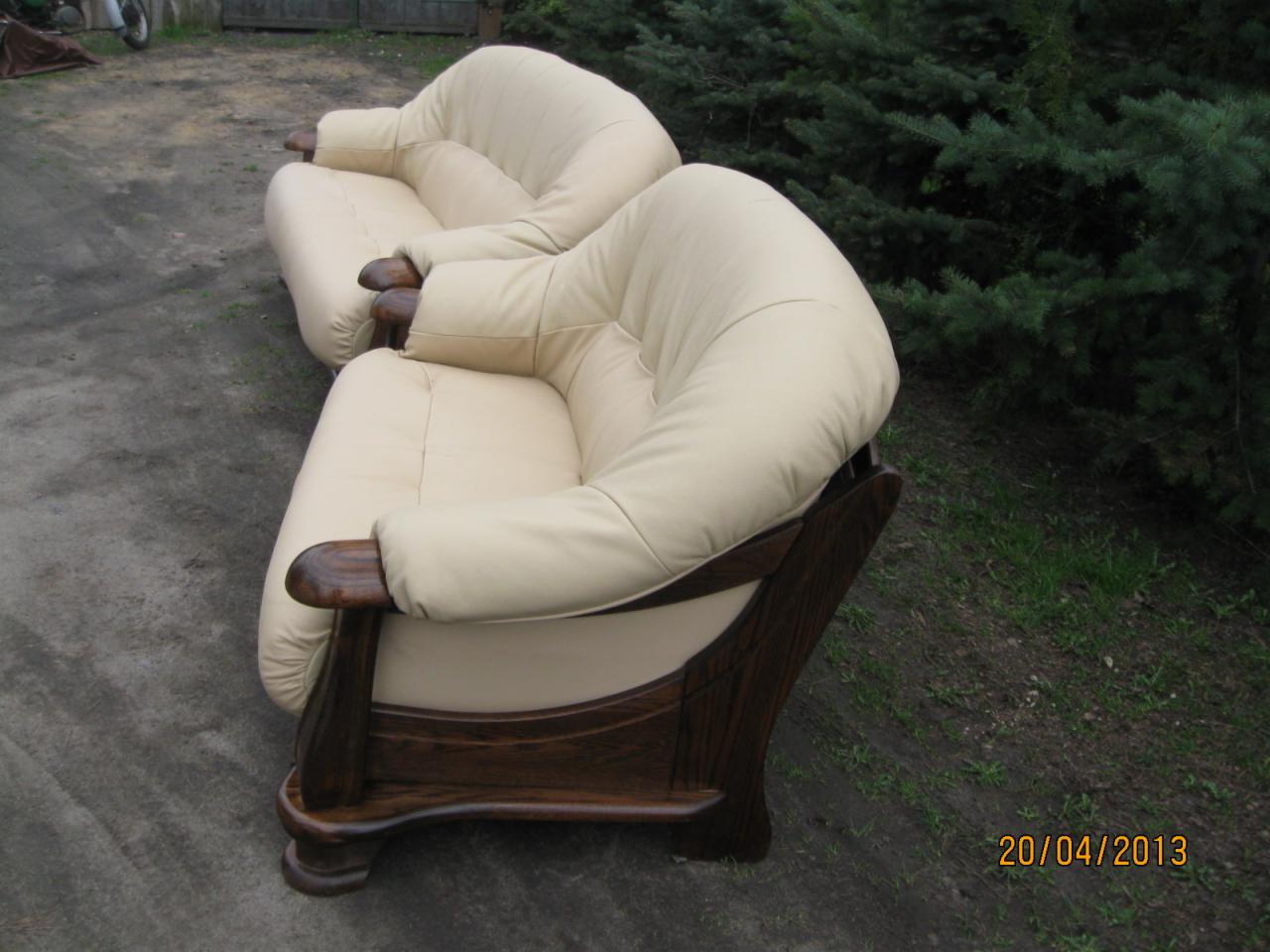 komplet wypoczynkowy na stelażu dębowym