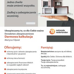 Martyna Filipiak- Ubezpieczenia i Finanse - Oferta ubezpieczeniowa Nationale Nederlanden: ochrona życia, zdrowia, nieruchomości, zabezpieczenie finansowe, ubezpieczenia turystyczne i rozwiązania emerytalno-inwestycyjne.
