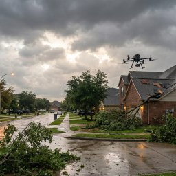 Inspekcja dachów, elewacji dronem po burzach i anomaliach pogodowych.
